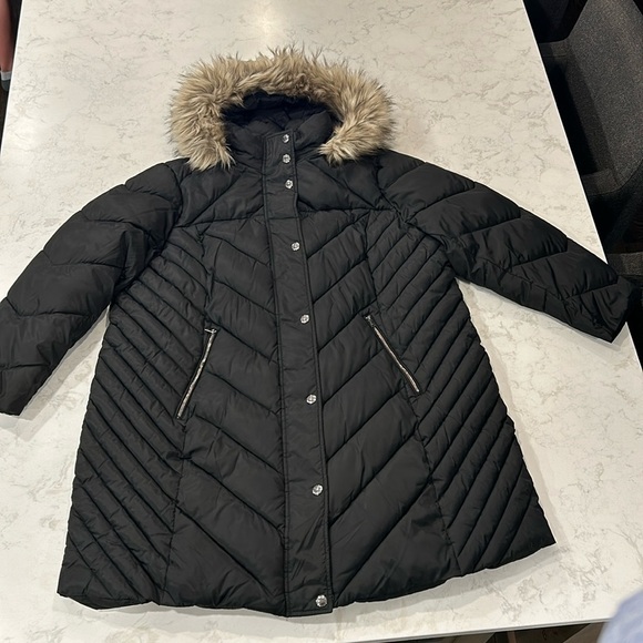 LONDON FOG 3X Black ZIP-FRONT LONG LENGTH PUFFER JACKET ZIP-OFF FUR TRIM HOOD - Picture 2 of 16